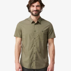 CAMISA DE TREKKING VIAJE TRAVEL 100 MANGAS CORTAS MARRÓN HOMBRE -Deportes Al Aire Libre camisa de trekking viaje travel 100 mangas cortas marron hombre 2