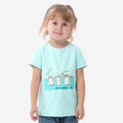 Camiseta De Montaña Y Trekking Manga Corta Niños 2-6 Años Quechua MH100 Verde
