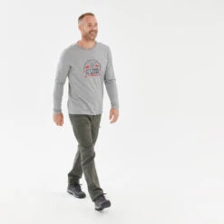 Quechua Camiseta NH100 ML Hombre - Gris Claro -Deportes Al Aire Libre camiseta nh100 ml hombre gris claro 3